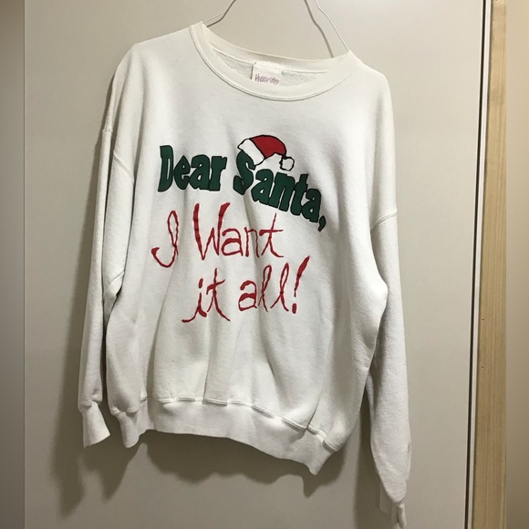 Beautiful and Fun Sweatshirt “ Santa I want it All” on the front in Sz XL - Picture 1 of 5